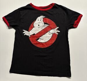 GHOSTBUSTERS Mad Engine Kids T Shirt Black Size Med Distressed Faded Vtg Collect